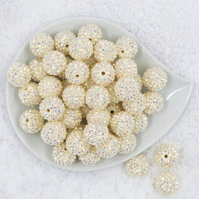 20mm Cream Rhinestone AB Bubblegum Beads