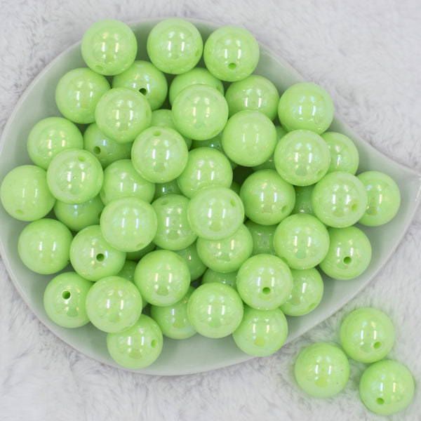 Top view of a pile of 20mm Mint Green Solid AB Bubblegum Beads