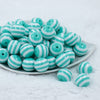 Front view of a pile of 20mm Mint Green with White Stripes Bubblegum Beads