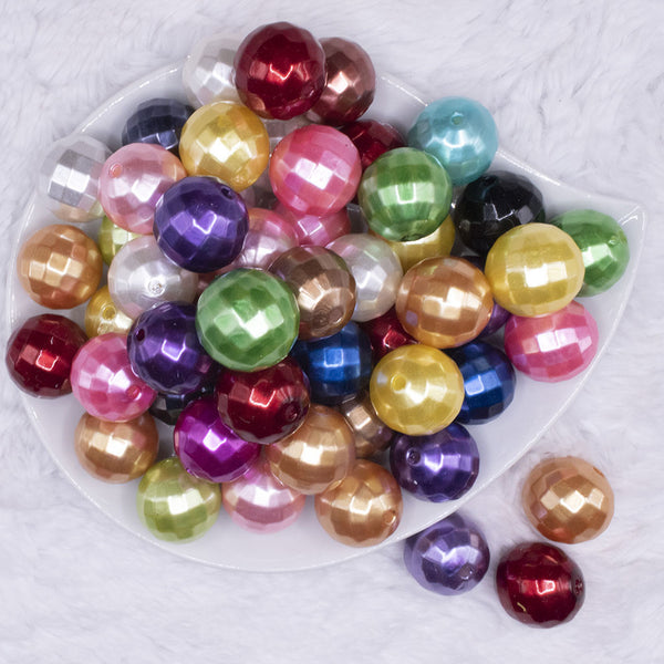 top view of a pile of 20mm Disco Pearl Acrylic Bubblegum Bead Mix - Choose count