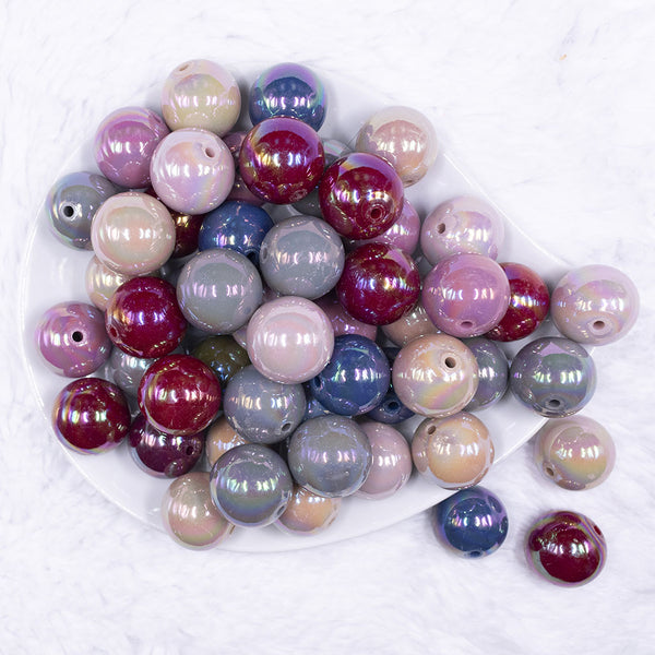 top view of a pile of 20mm Dark Solid AB Fall Acrylic Bubblegum Bead Mix - Choose Count