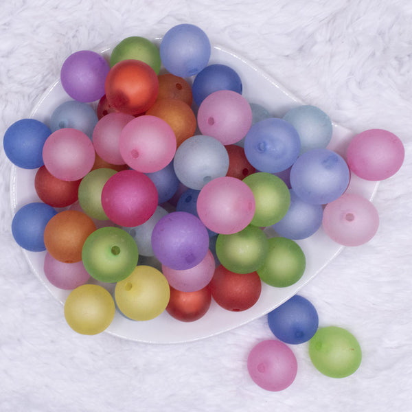 top view of a pile of 20mm Mixed Frosted Bubblegum Bead Mix - Choose Count