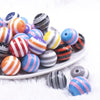 front view of a pile of 20mm Mixed Specialty Stripes Resin Chunky Bubblegum Jewelry Beads