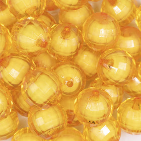 20mm Mustard Yellow Translucent Faceted Bead in a bead Bubblegum Bead