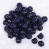top view of a pile of 20mm Navy Blue Opaque Pumpkin Shaped Bubblegum Bead
