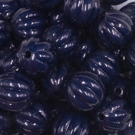 20mm Navy Blue Opaque Pumpkin Shaped Bubblegum Bead