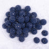 top view of a pile of 20mm Navy Blue with Clear Rhinestone Bubblegum Beads