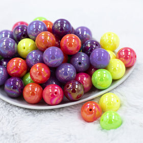 20mm Neon Solid AB Mix Acrylic Bubblegum Beads Bulk