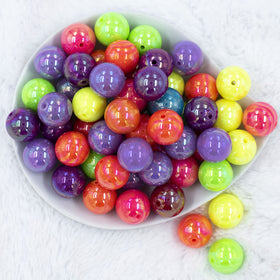20mm Neon Solid AB Mix Acrylic Bubblegum Beads Bulk