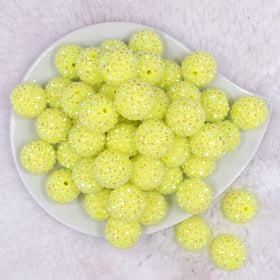 20mm Neon Yellow Rhinestone AB Bubblegum Beads