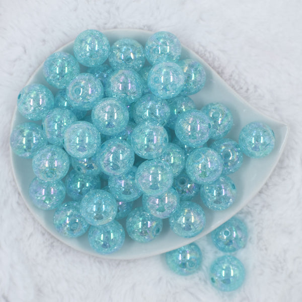 Top view of a pile of 20mm Pastel Blue Crackle AB Bubblegum Beads