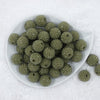 Top view of a pile of 20mm Army Green with Clear Rhinestone Bubblegum Beads