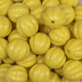 20mm Yellow Opaque Pumpkin Shaped Bubblegum Bead
