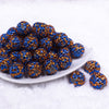 Front view of a pile of Orange & Blue Confetti Rhinestone AB Bubblegum Beads