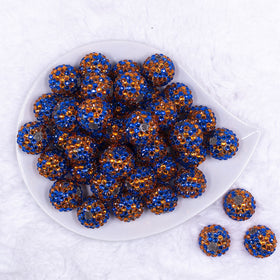 Orange & Blue Confetti Rhinestone AB Bubblegum Beads