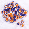 top view of a pile of 20mm Orange and Purple Stripes Bubblegum Jewelry Beads