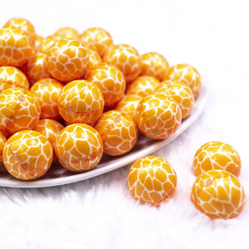 20mm Orange Leopard Animal Print Acrylic Bubblegum Beads
