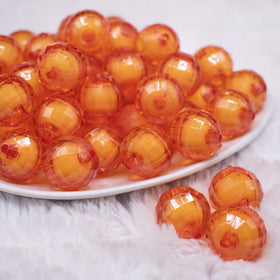 20mm Orange Translucent Faceted Bead in a bead Bubblegum Bead