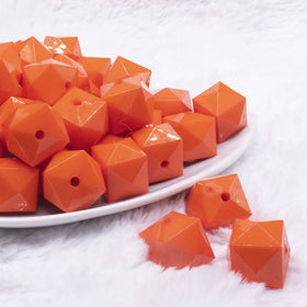 20mm Orange Cube Faceted Bubblegum Beads