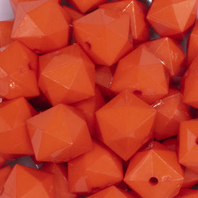 20mm Orange Cube Faceted Bubblegum Beads