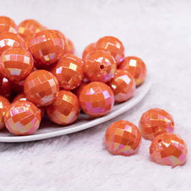 20mm Orange Disco Faceted AB Bubblegum Beads