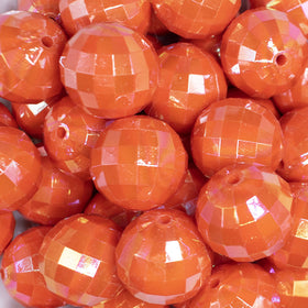 20mm Orange Disco Faceted AB Bubblegum Beads
