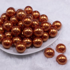 20mm Orange with Glitter Faux Pearl Bubblegum Beads