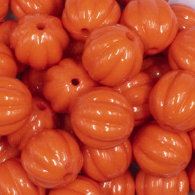 20mm Orange Opaque Pumpkin Shaped Bubblegum Bead