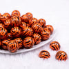 Front view of a pile of 20mm Orange and Black Tiger Animal Print Acrylic Bubblegum Beads