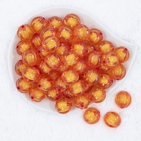 20mm Orange Transparent Pumpkin Shaped Bubblegum Bead