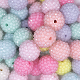 20mm Pastel Clear Rhinestone Acrylic Bubblegum Bead Mix - 50 Count