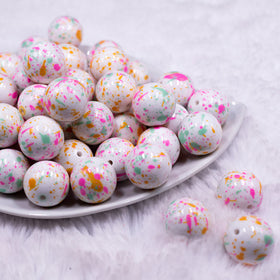 20mm Pastel Splatter Chunky Acrylic Bubblegum Beads