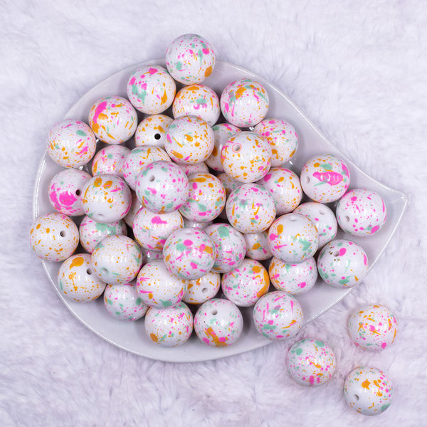 Top view of a pile of 20mm Pastel Splatter Chunky Acrylic Bubblegum Beads