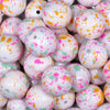Close up view of a pile of 20mm Pastel Splatter Chunky Acrylic Bubblegum Beads