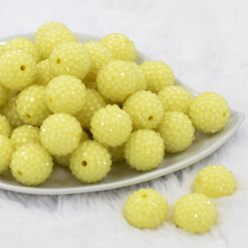 20mm Pastel Yellow Rhinestone Bubblegum Beads