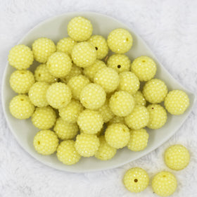 20mm Pastel Yellow Rhinestone Bubblegum Beads