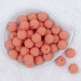 20mm Peach with Clear Rhinestone Bubblegum Beads