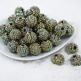 20mm Peacock Rhinestone AB Bubblegum Beads