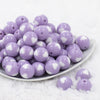 Front view of a pile of 20mm Periwinkle Purple with White Hearts Bubblegum Beads