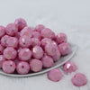 Front view of a pile of 20mm Pink Faceted AB Chunky Acrylic Bubblegum Beads