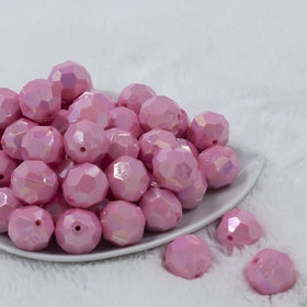 20mm Pink Faceted AB Bubblegum Beads