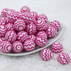 Front view of a pile of 20mm Hot Pink with Matte White Chevron Bubblegum Beads