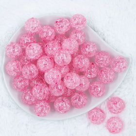 20mm Pink Crackle Bubblegum Beads