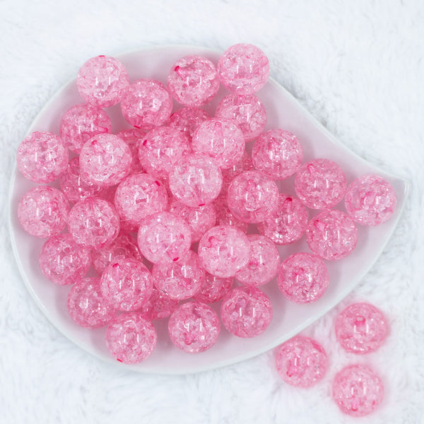 Top view of a pile of 20mm Pink Crackle Bubblegum Beads