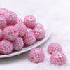 Front view of a pile of 20mm Pink Flower Rhinestone Bubblegum Beads