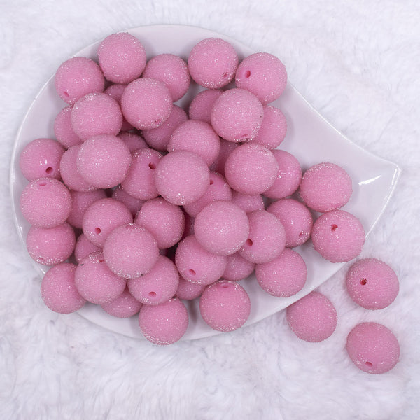 Top view of a pile of 20mm Pink Sugar Glass Bubblegum Beads