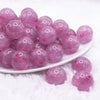 front view of a pile of 20mm Pink Glitter Sparkle Chunky Acrylic Bubblegum Beads