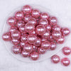 Top view of a pile of 20mm Pink with Glitter Faux Pearl Bubblegum Beads