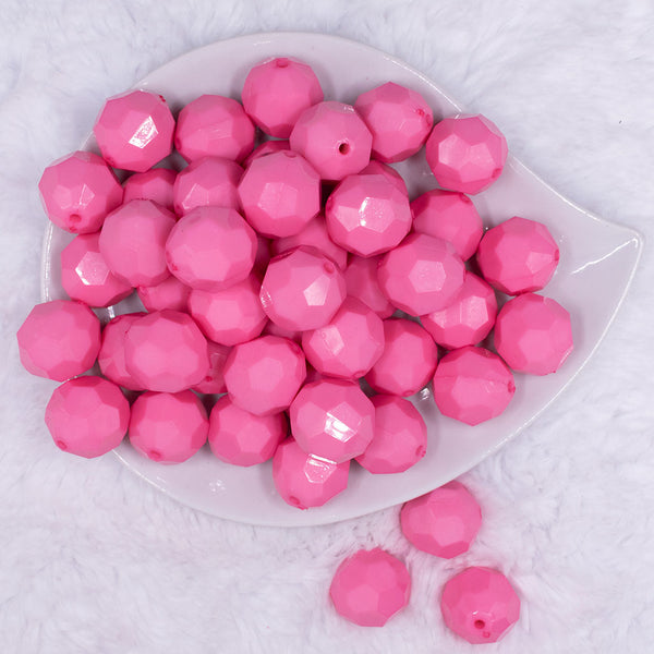 Top view of a pile of 20mm Pink Faceted Bubblegum Beads