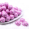 Front view of a pile of 20mm Pink Leopard Animal Print Acrylic Bubblegum Beads